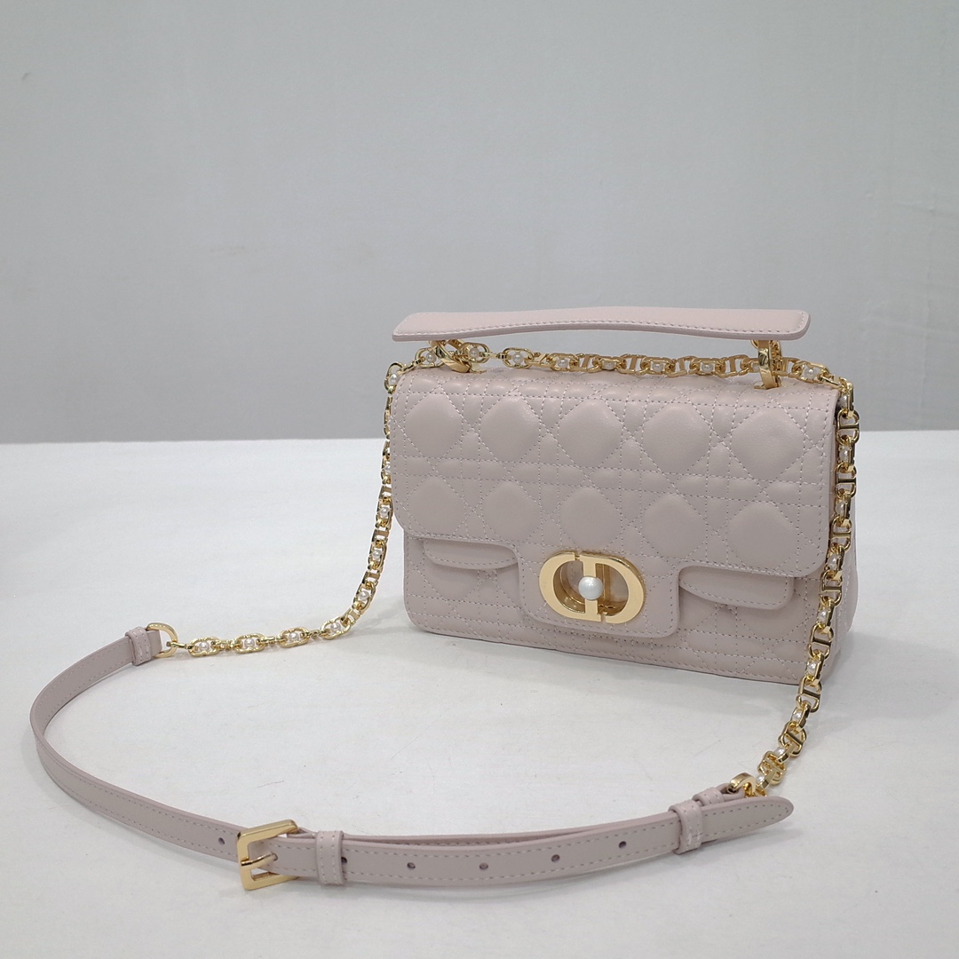 Small Dior Jolie Top Handle Bag Powder Beige Cannage Calfskin